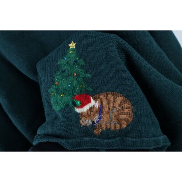 Vintage Y2K 2001 Womens 3X Christmas Cat Bells Wool Blend Knit Cardigan Sweater - Picture 13 of 16